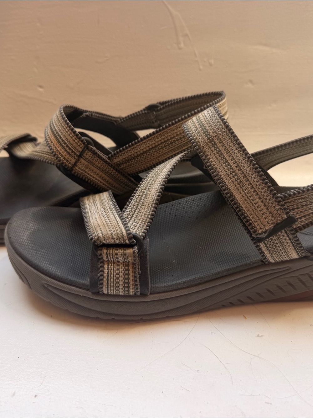 Dansko Striped Gray & Black Comfort Sandals